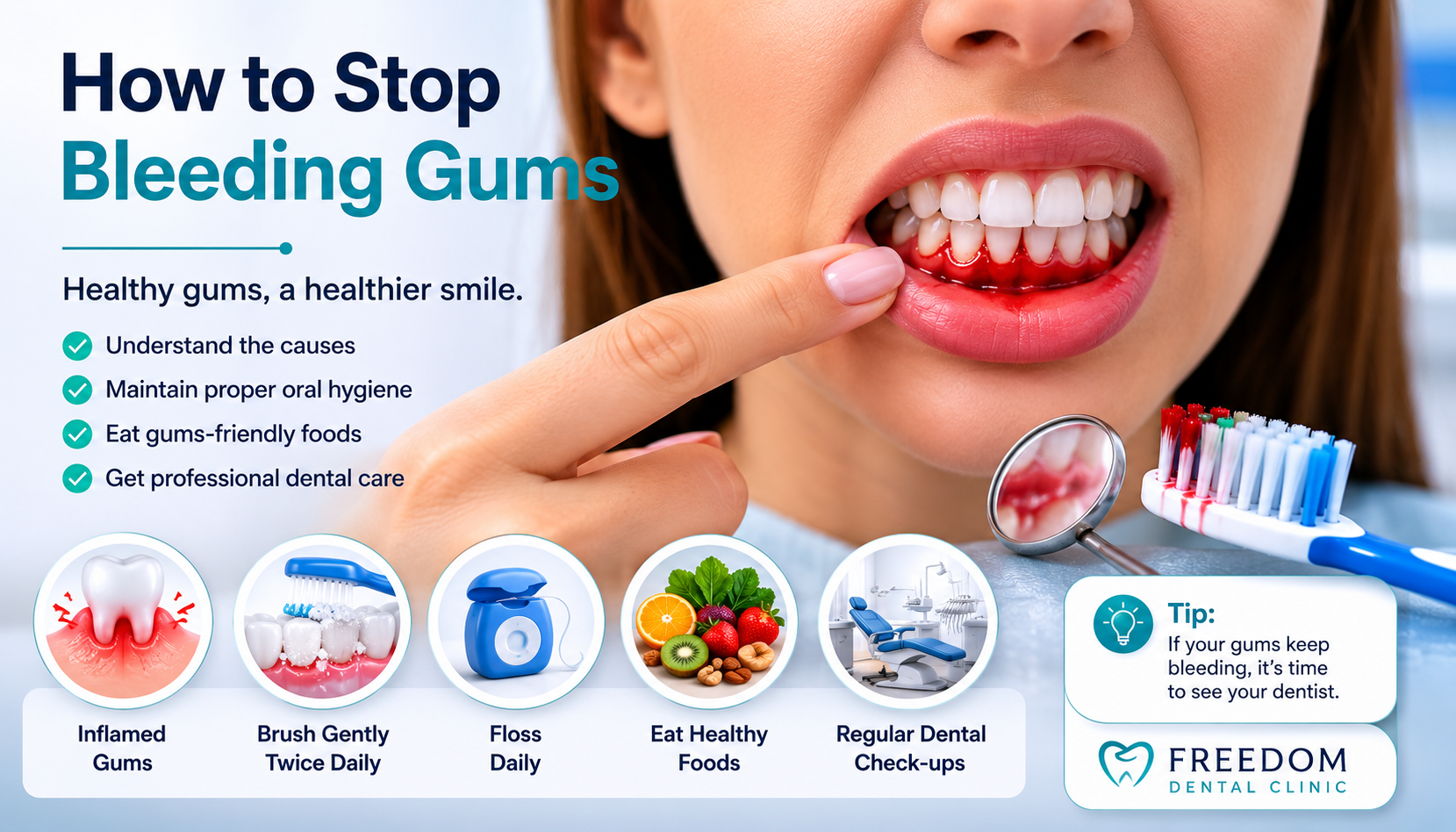 how to stop bleeding gums​ 